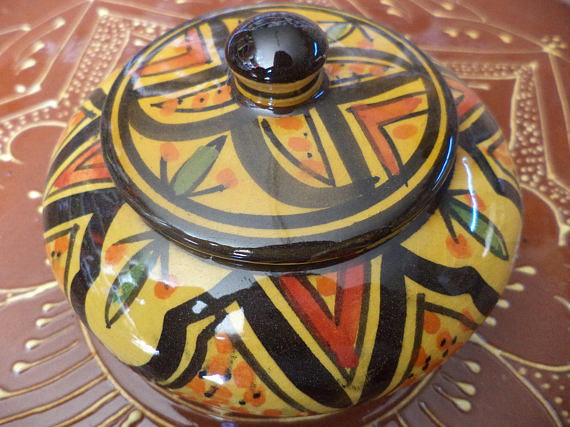  decorative pots with lid moroccan ceramic