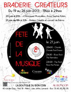 Braderie de Cr�ateurs pour la F�te de la Musique du 19/26 juin 2013 !
