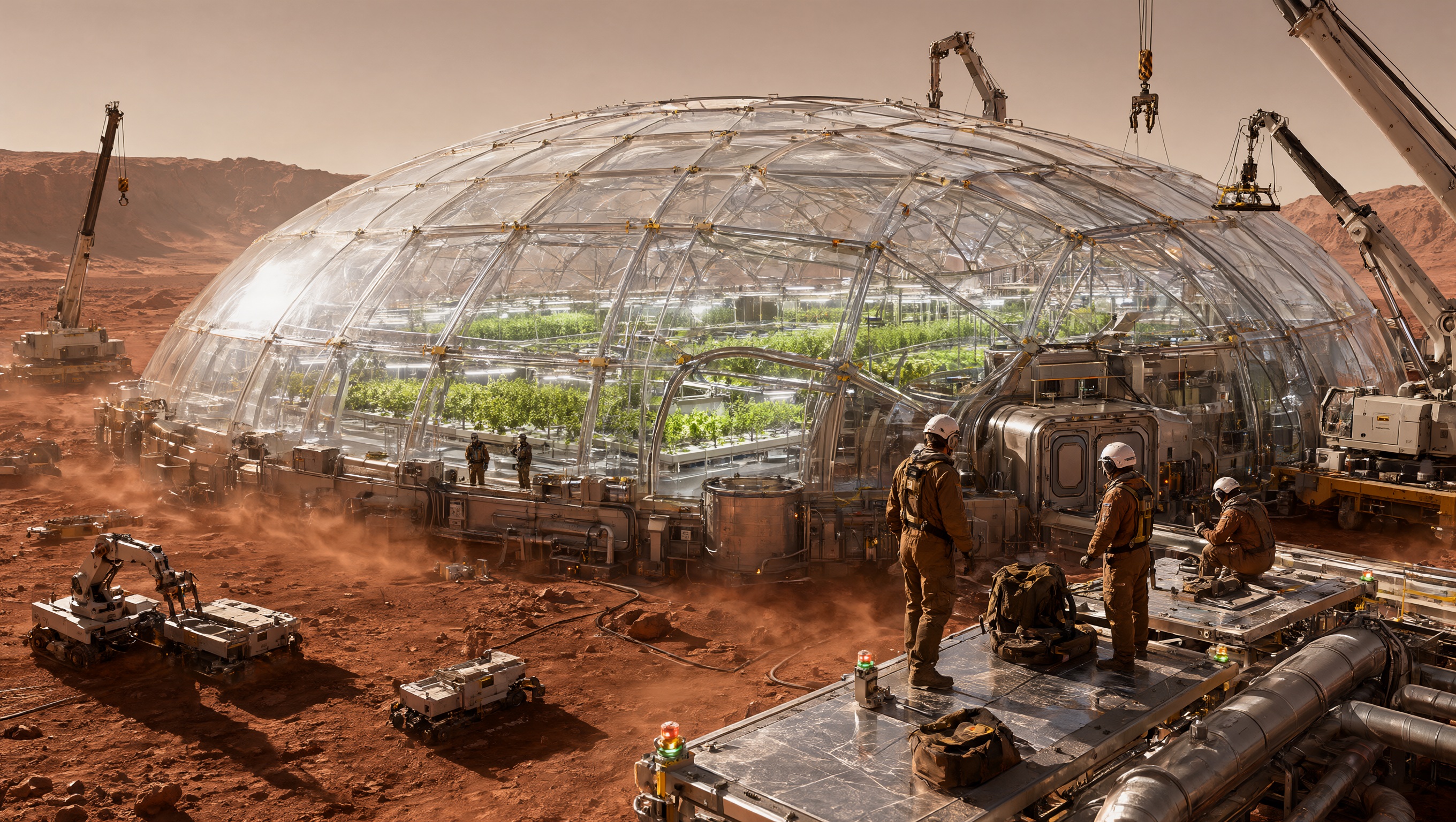 Wallpaper Mars Green Frontier Greenhouse 2K Intelligence Artificielle - IA