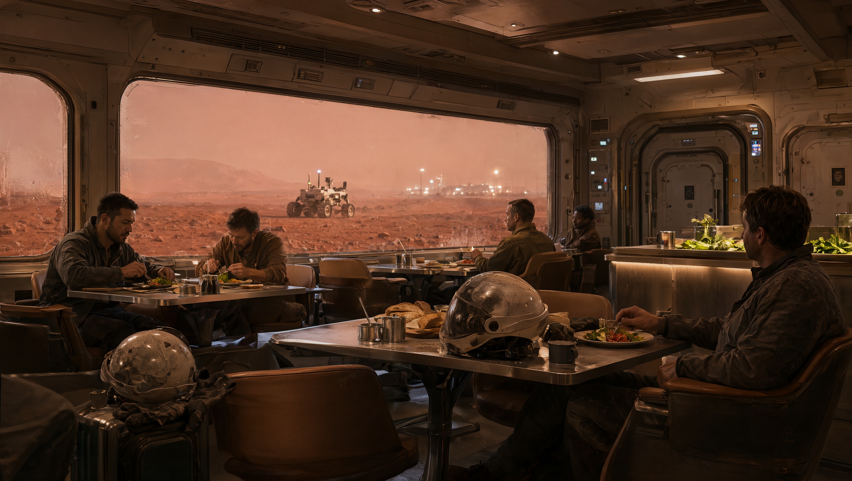 Wallpaper Mars Last Bistro Panoramic View 2K Intelligence Artificielle - IA