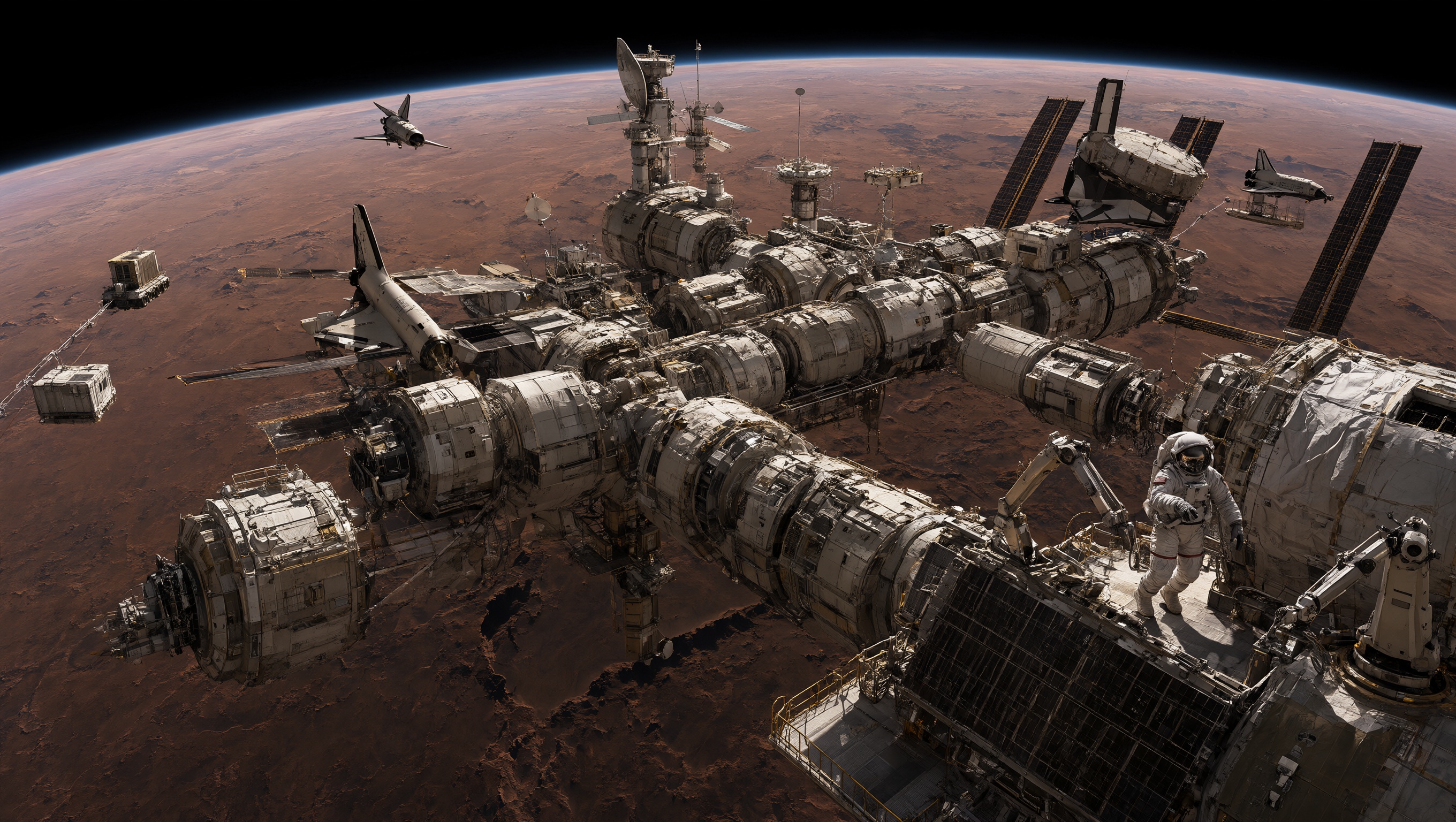 Wallpaper Mars Orbital Nexus Station 2K v2 Intelligence Artificielle - IA