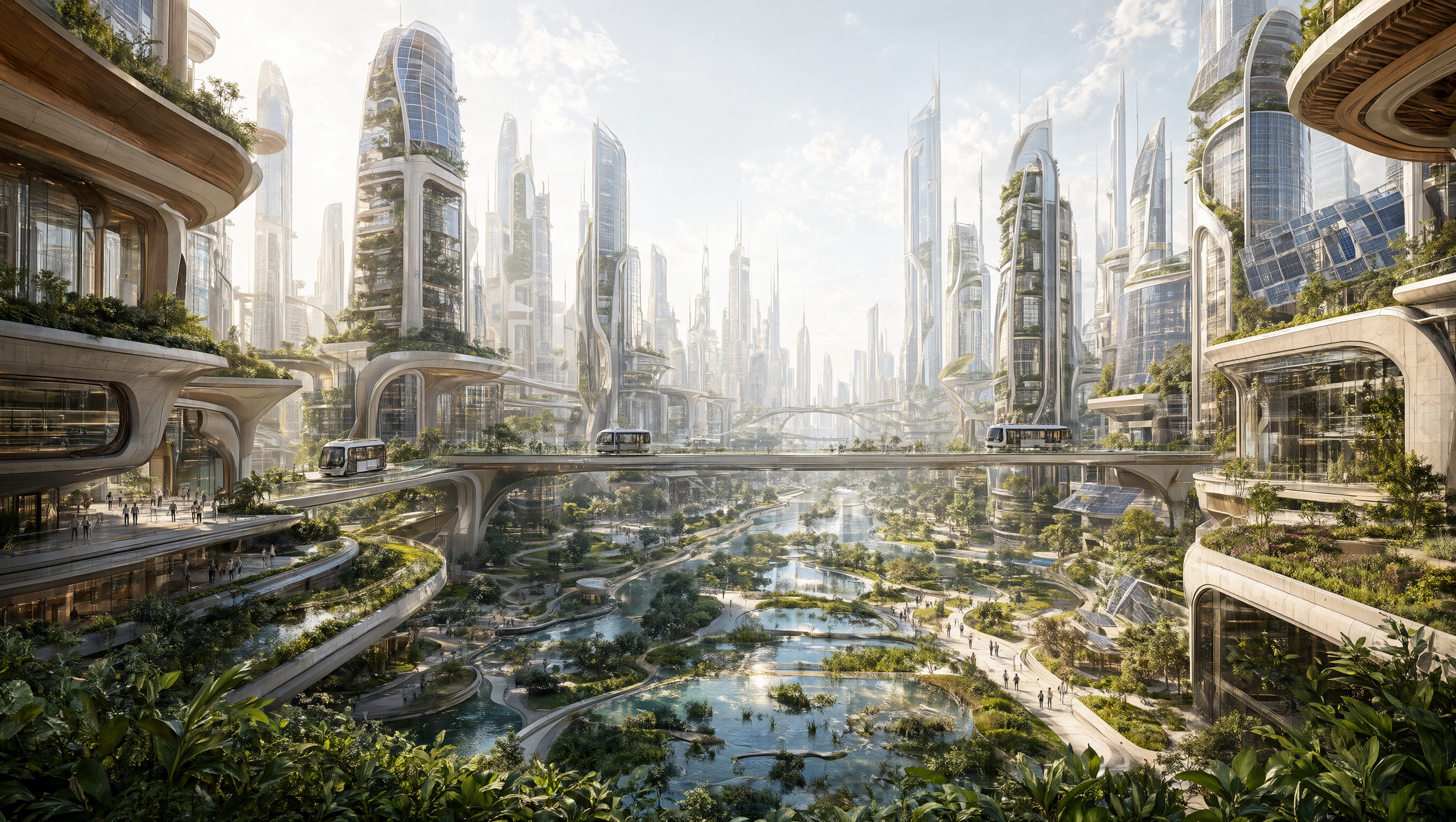 Wallpaper Neo Solarpunk Intelligence Artificielle - IA
