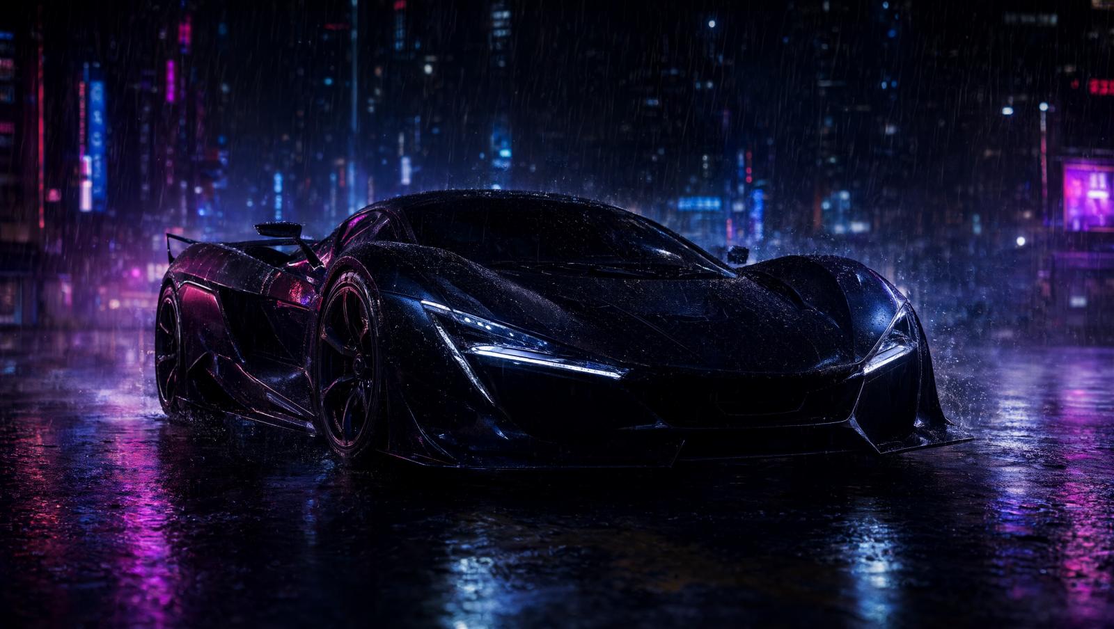 Wallpaper Hypercar Neon Storm Intelligence Artificielle - IA