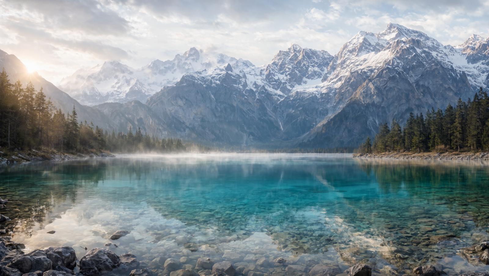 Wallpaper Le lac des reves - montagne 2K Intelligence Artificielle - IA