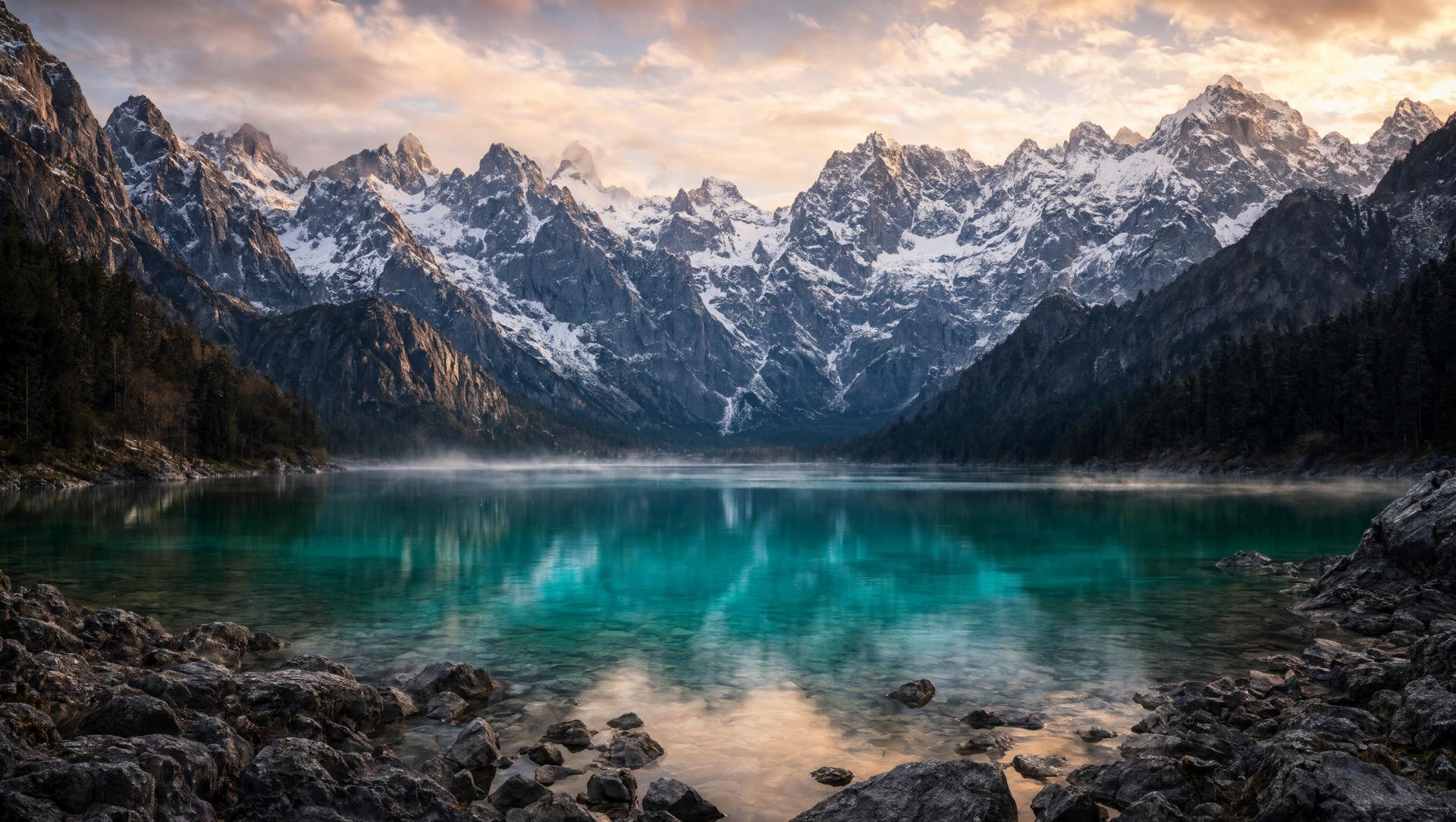 Wallpaper Le sanctuaire des sommets - Lac alpin 2K Intelligence Artificielle - IA