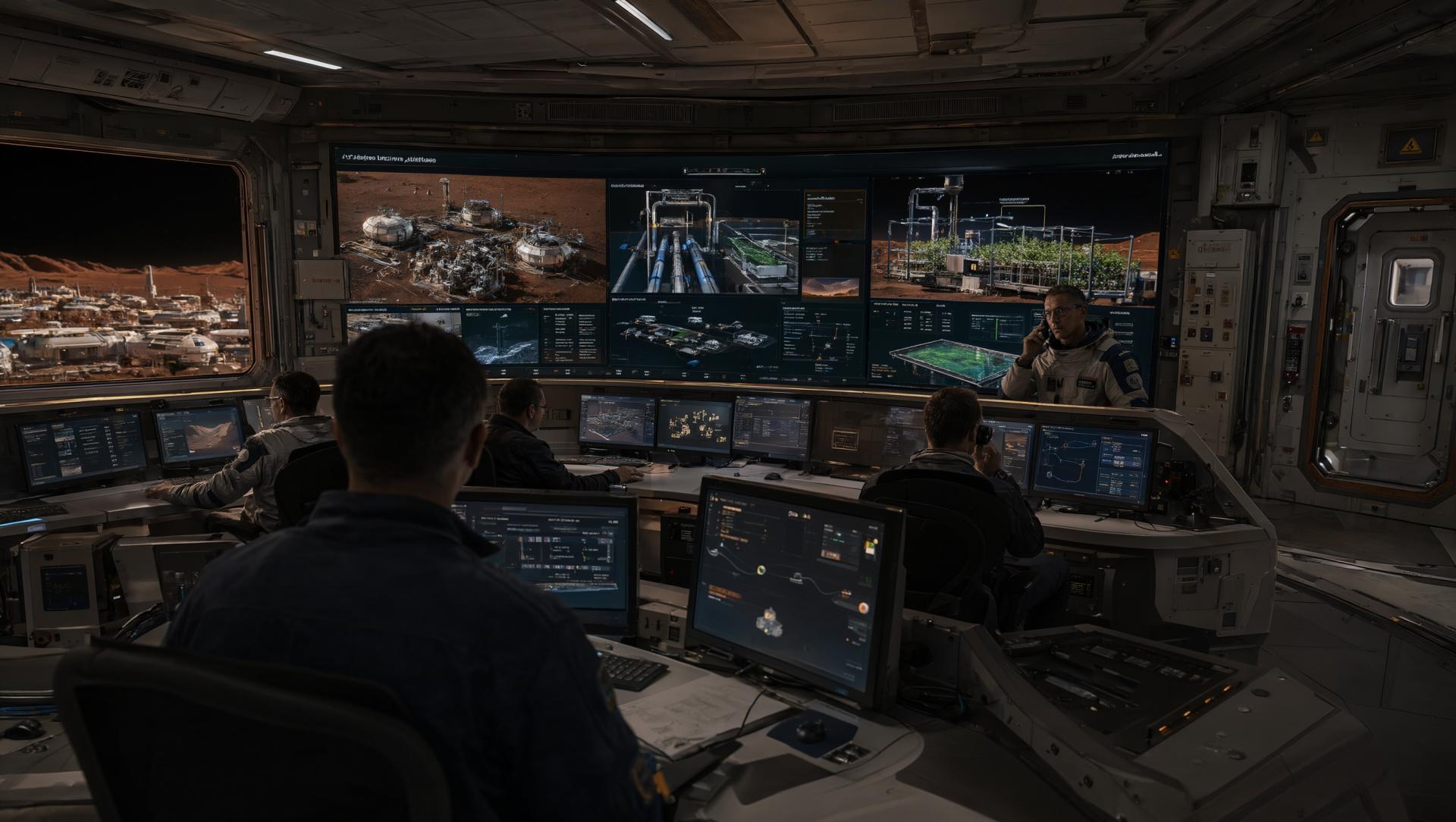 Wallpaper Mars Colony Control Center 2K Intelligence Artificielle - IA