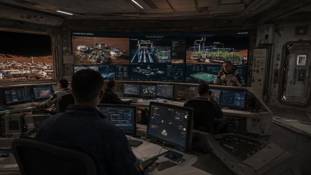 Wallpaper Mars Colony Control Center 2K Intelligence Artificielle - IA