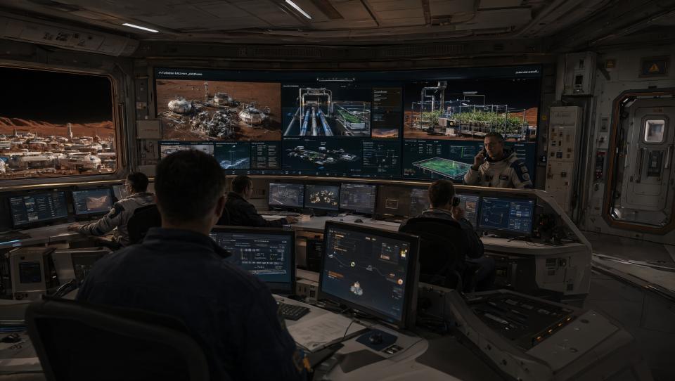 Wallpaper Mars Colony Control Center 2K Intelligence Artificielle - IA