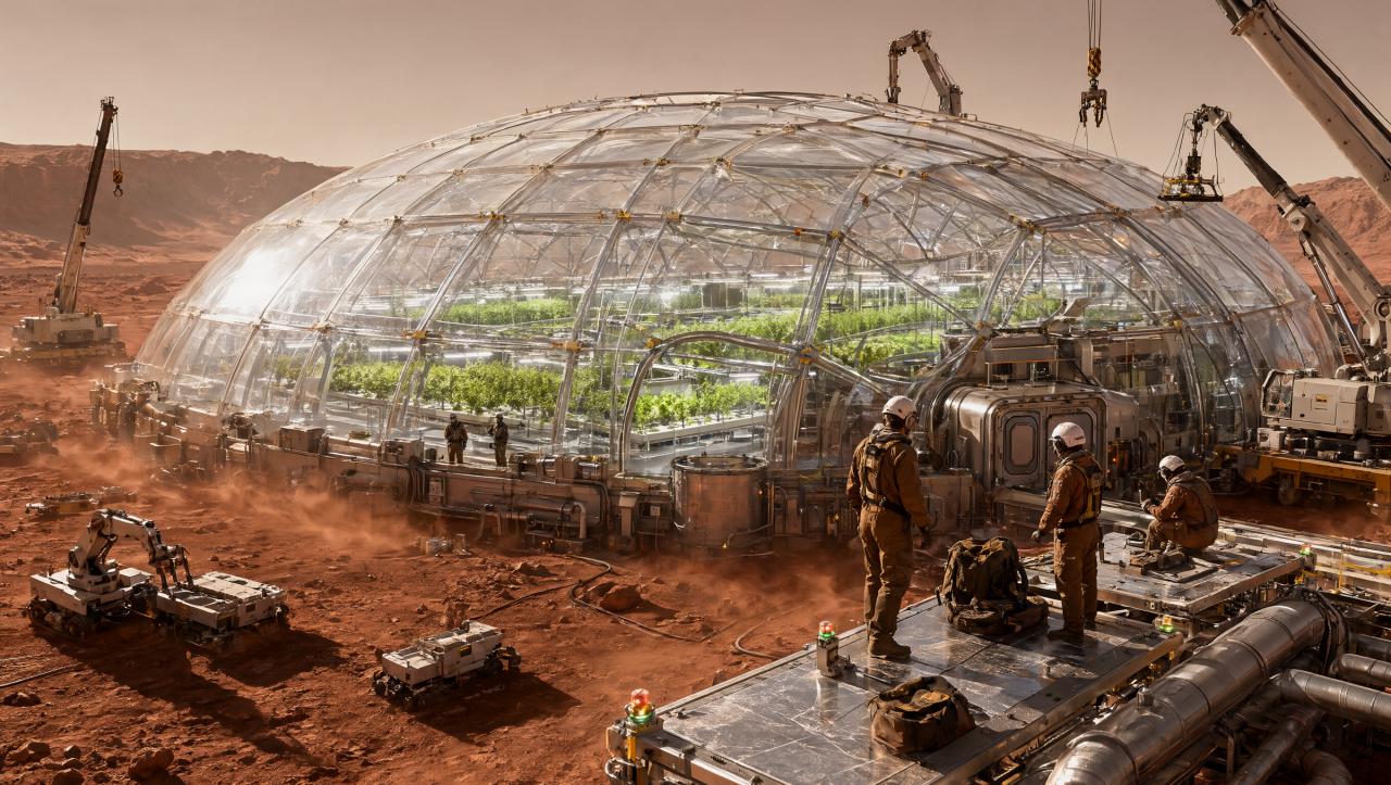 Wallpaper Mars Green Frontier Greenhouse 2K Intelligence Artificielle - IA