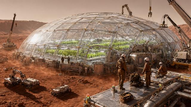 Wallpaper Mars Green Frontier Greenhouse 2K Intelligence Artificielle - IA