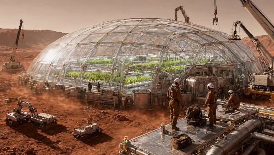 Wallpaper Mars Green Frontier Greenhouse 2K Intelligence Artificielle - IA