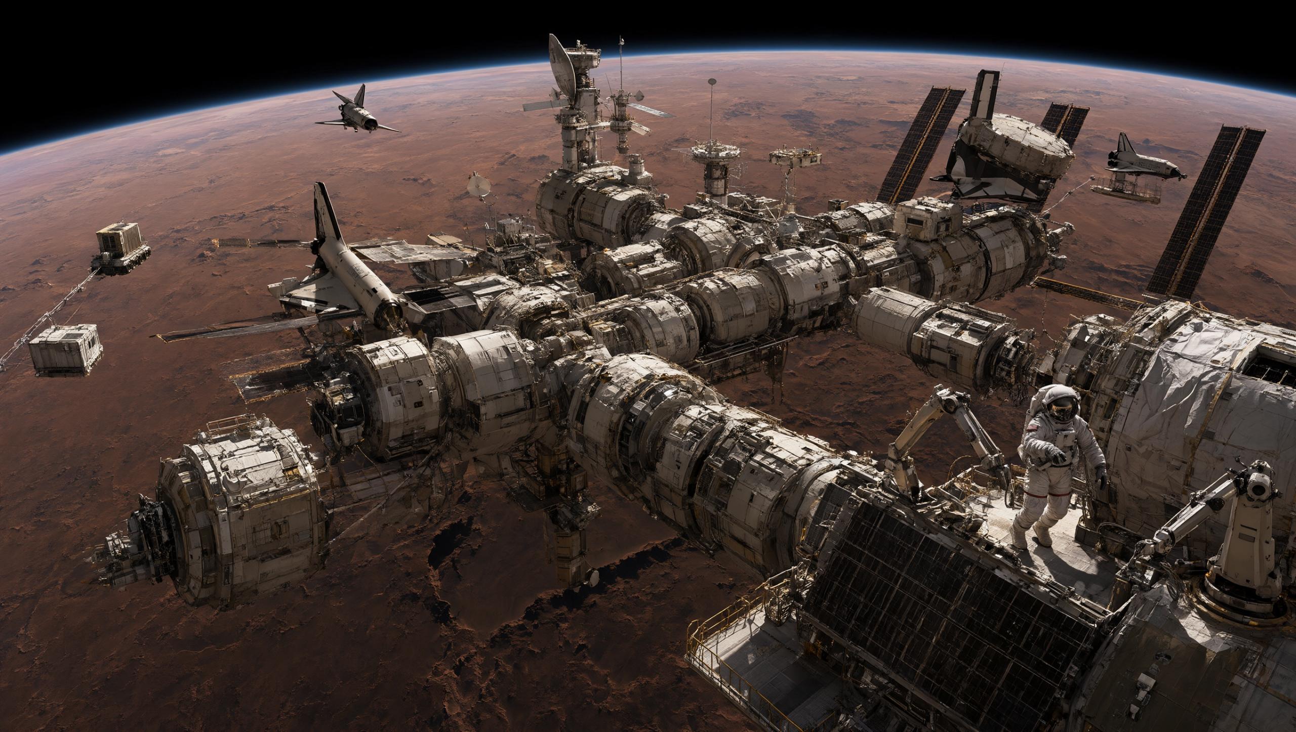 Wallpaper Mars Orbital Nexus Station 2K v2 Intelligence Artificielle - IA