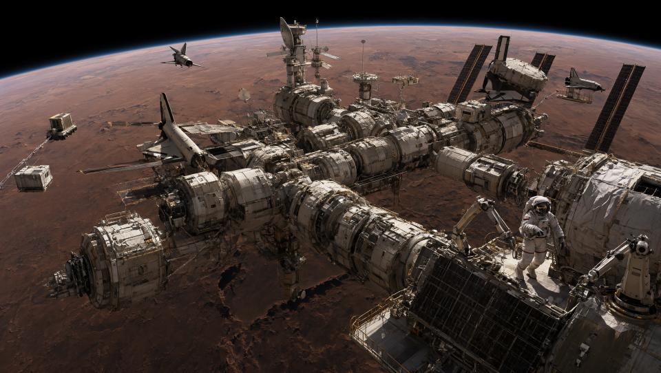 Wallpaper Mars Orbital Nexus Station 2K v2 Intelligence Artificielle - IA