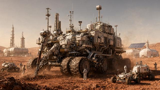 Wallpaper Mars Planet Engineer Terraformer 2K v2 Intelligence Artificielle - IA