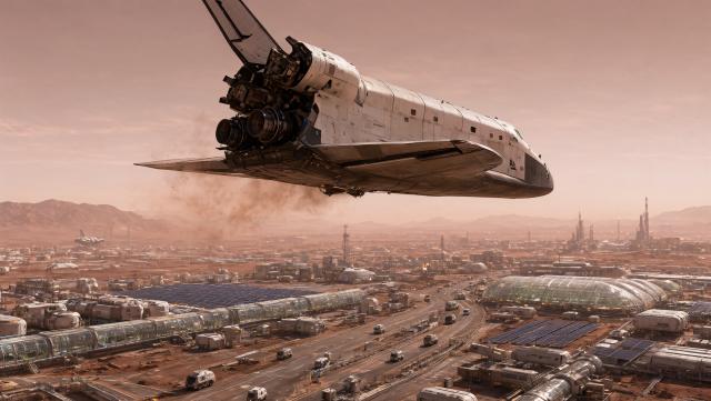 Wallpaper Mars Skyway Orbital Shuttle 2K v2 Intelligence Artificielle - IA