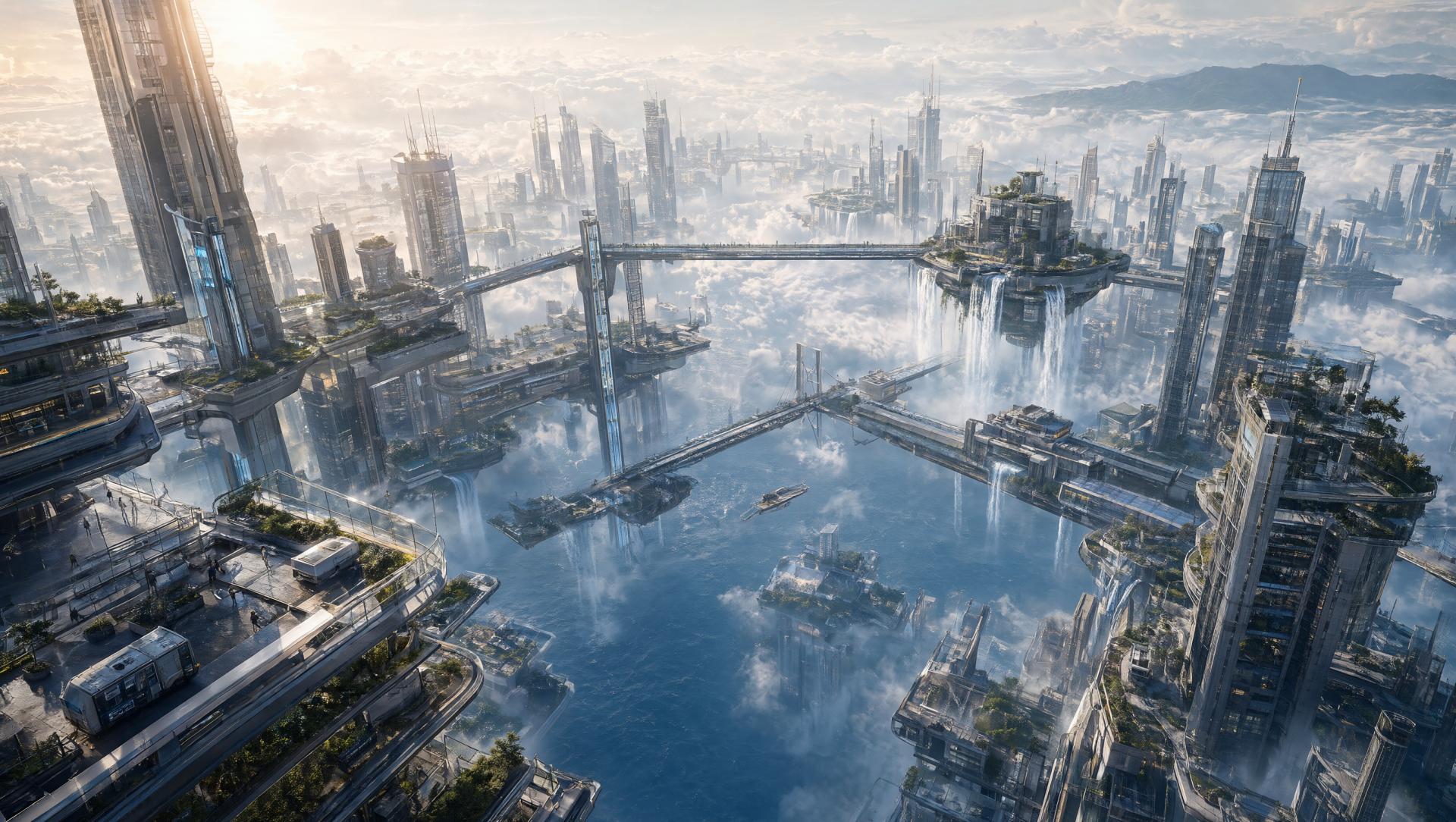 Wallpaper The Cloudborne Metropolis Intelligence Artificielle - IA
