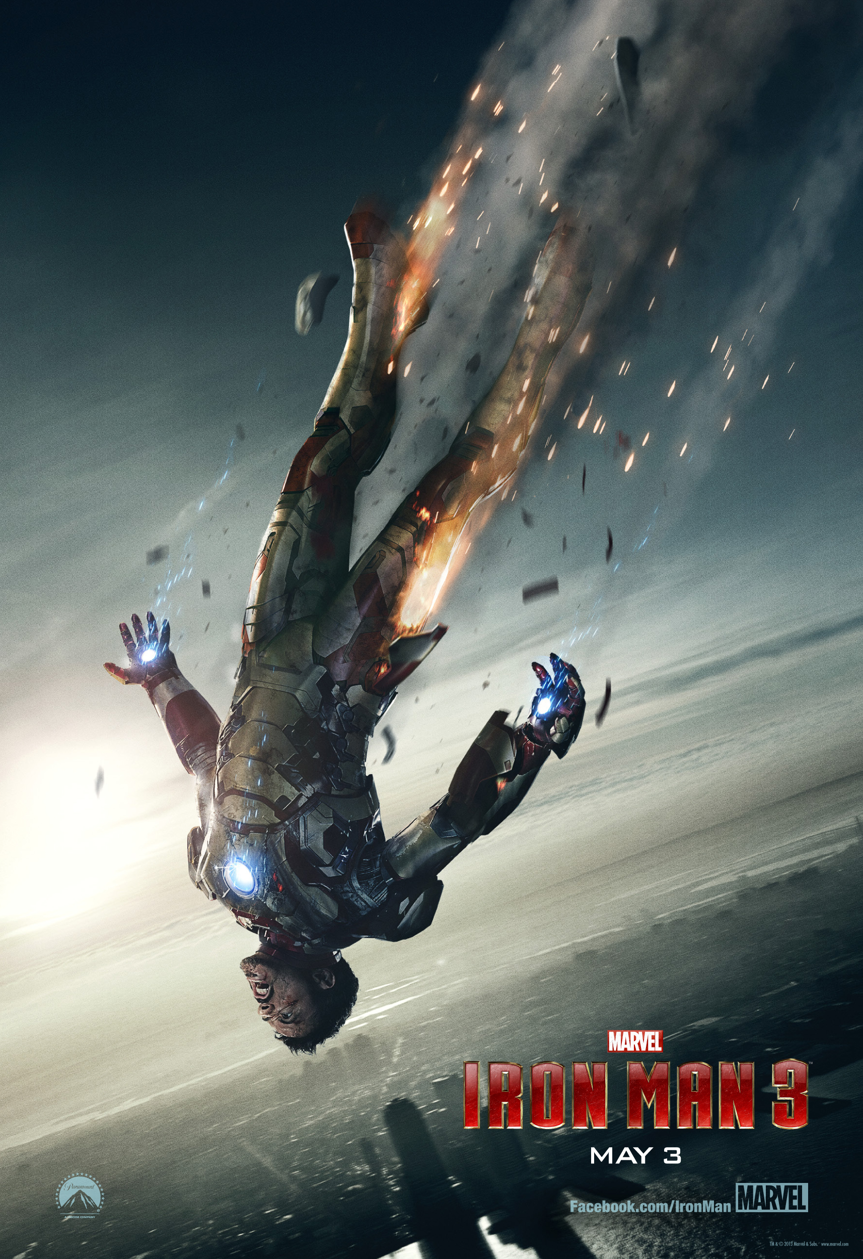 Wallpaper Affiche Iron Man 3 chute Iron Man