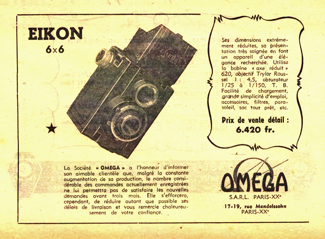 Wallpaper Appareils photos 1484-4  FOTOKIN Eikon omega 6X6, collection AMI