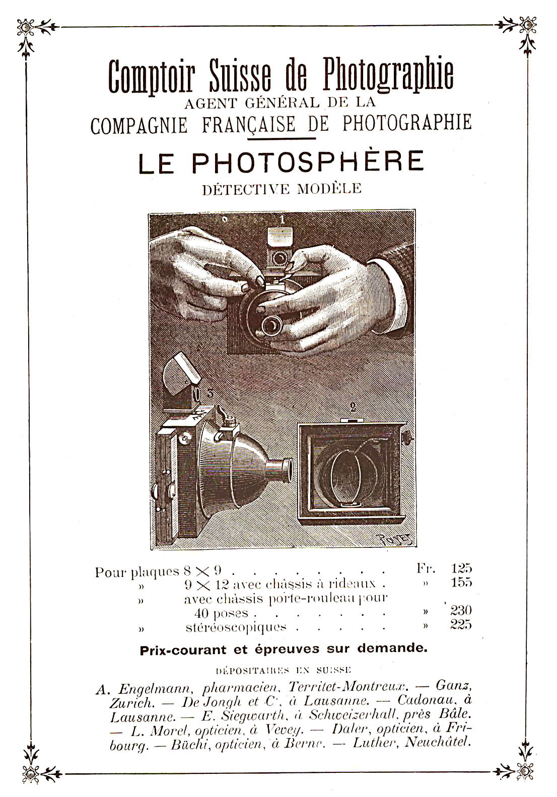 Wallpaper Appareils photos 1870-15 COMPAGNIE FRANCAISE DE PHOTOGRAPHIE Photosphere 9X12, collection AMI