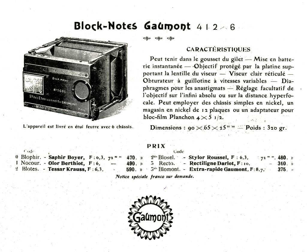 Wallpaper 0754-45 GAUMONT  Block notes 4,5X6, collection AMI Appareils photos