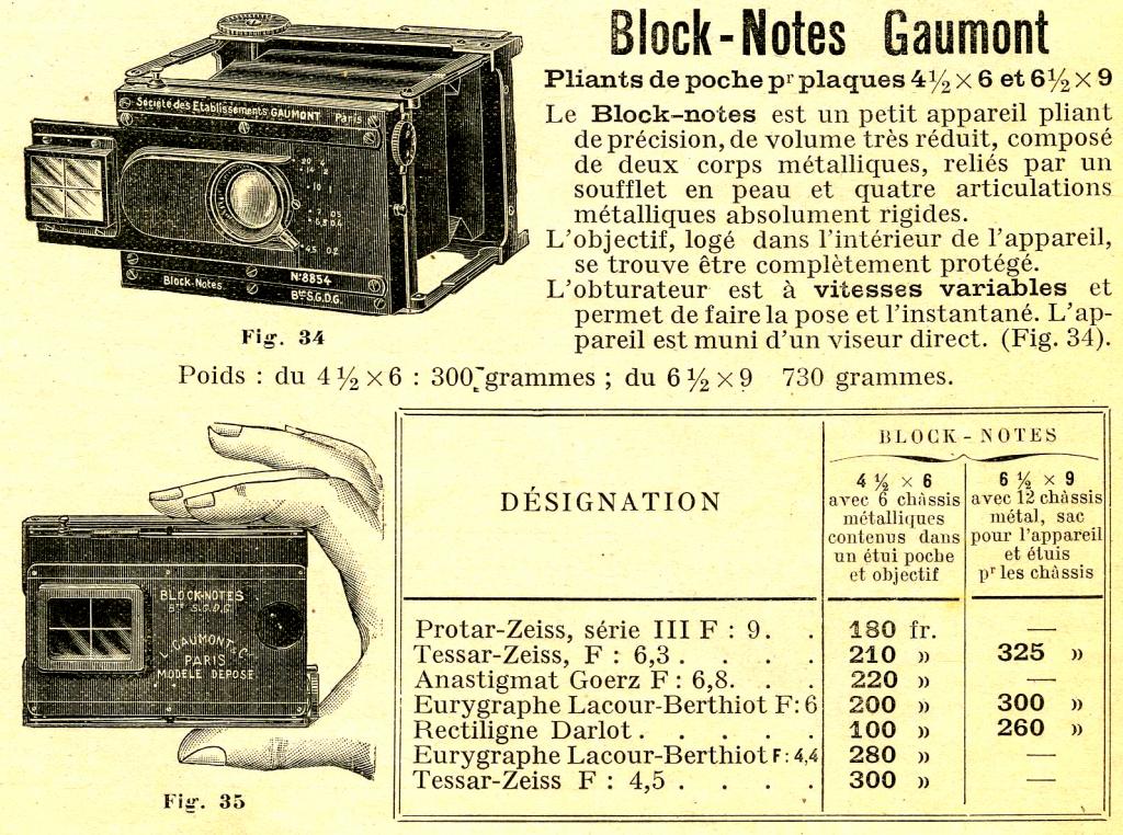 Wallpaper 0754-6 GAUMONT  Block notes 4,5X6, collection AMI Appareils photos