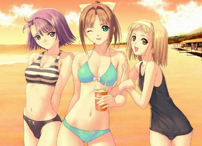 Wallpaper filles a la plage Manga