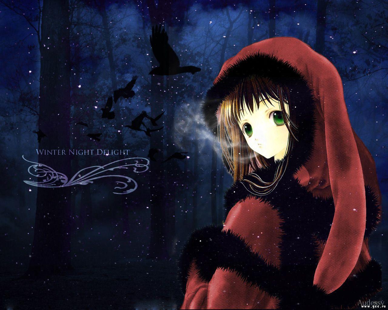 Wallpaper Manga winter night delight