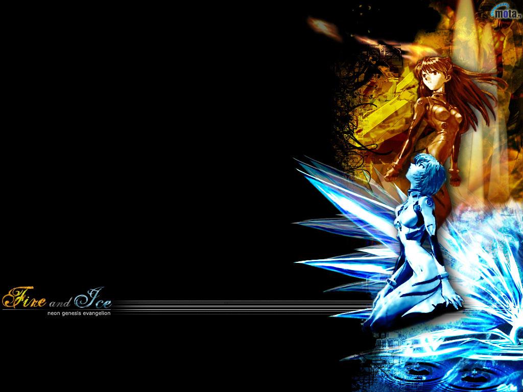 Wallpaper fire and ice Evangelion