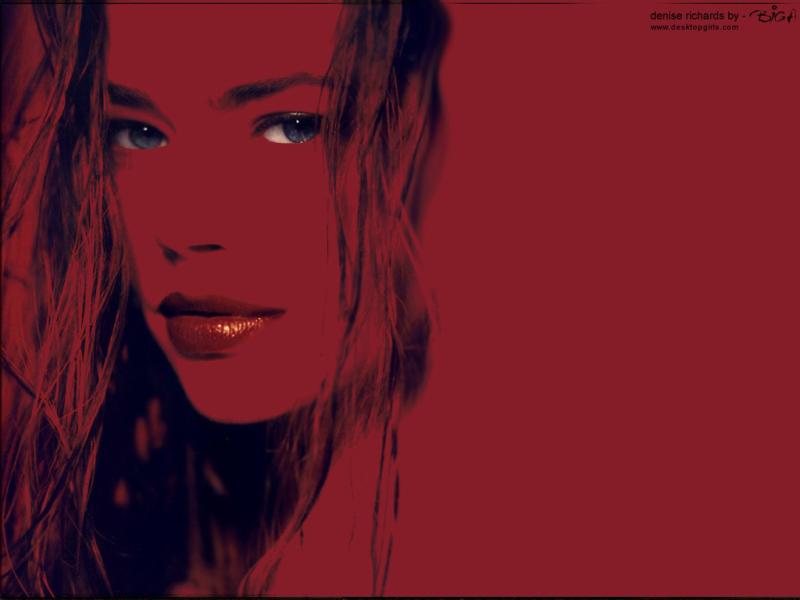 Wallpaper Denise Richards portrait rouge et noir