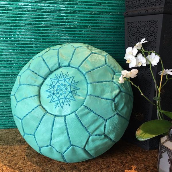 leather  Ottoman pouf : Handmade of Moroccan leather