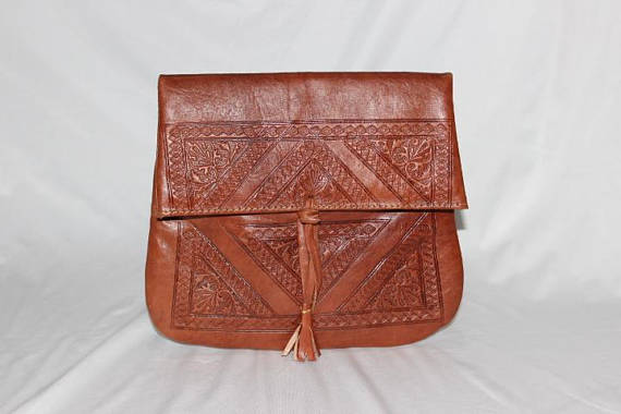 Moroccan leather handbag, Moroccan Brown handbag | leather handbag