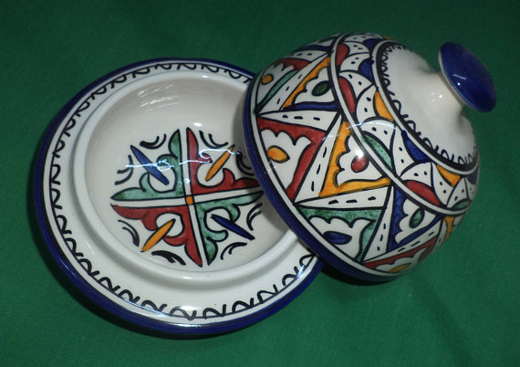 New Ceramic Trinket Pot Moroccan Pottery Hand Painted