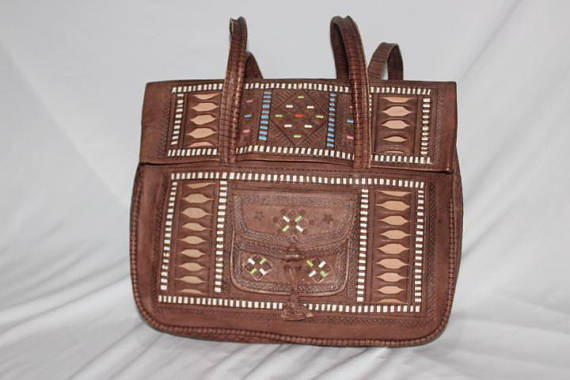 Vintage moroccan leather bag,Bohemian Moroccan handbags | leather handbag Berber design