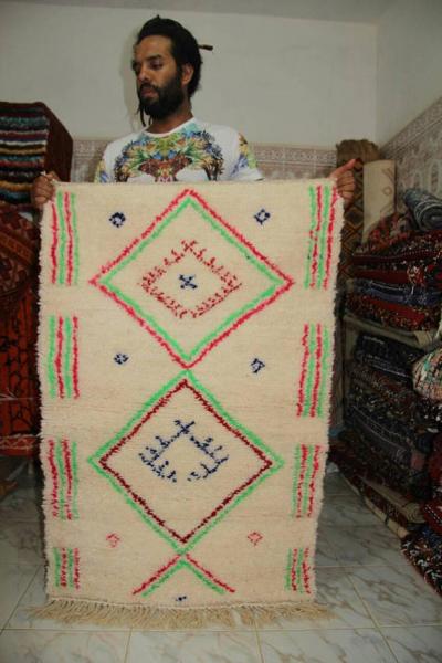 White Beni Ourain berber colorful design