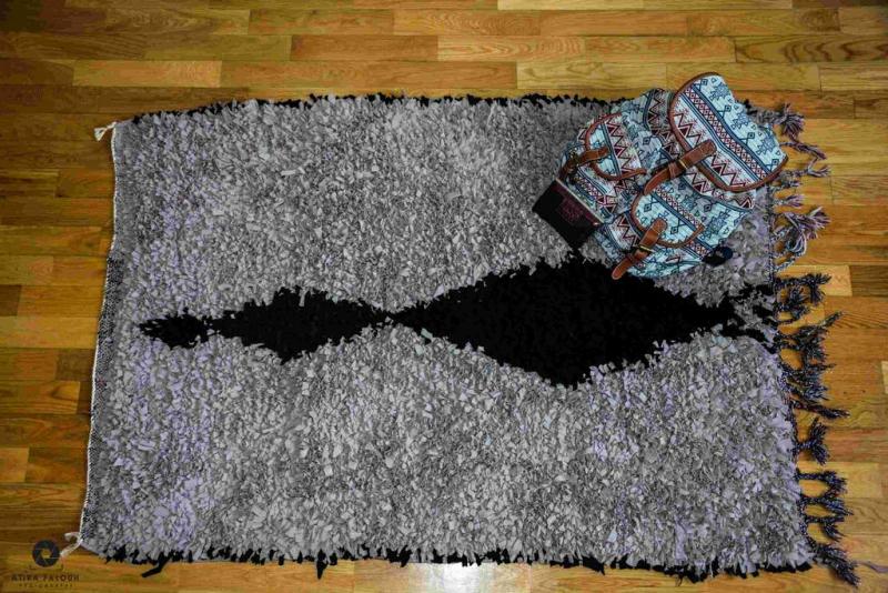 Gray Boucherouite Rug : Moroccan Berber Rug