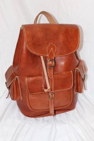 Moroccan leather Backpack, Brown leather Vintage Style Moroccan Hand-made Genuine Leather Backpack i